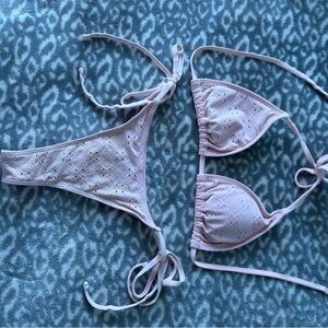 Pink Eyelet Bikini Set